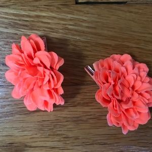 J. Crew Accessories - J Crew Coral colored flower hair clips - like new J. Crew Accessories - J Crew Coral colored flower hair clips - like new